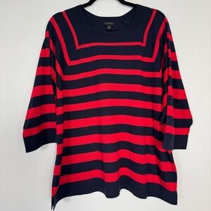 J. Jill Shirt Women 2X Wearever Collection Red Stripe‎ Silk Cotton Casual